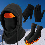 LinkMejor 2/3/4pcs Winter Warm Headwear Gloves Socks Set Head Neck Hands Feet Protection from Cold