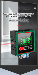 CZDang Digital Display Inclinometer Four-sided magnet Angle Finder Bevel Gauge Protractor with 1.8"FSTN Screen Rechargeable Battery Four-Sided Magnets Type-C Charging