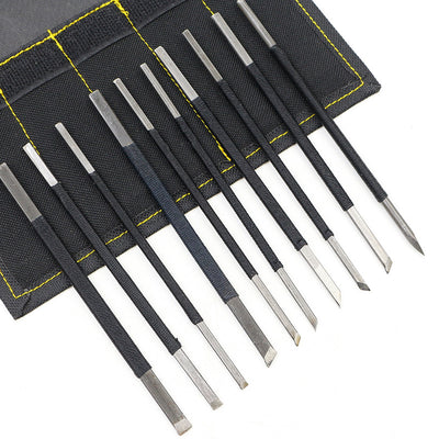 High Carbon Steel Stone Carving Tools Set 10pcs Engraving Sculpture Chisel Non Slip Handle Ideal for Soapstone Alabaster Plexiglass Craft