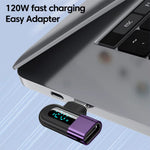 6A Type-C OTG Adapter 120W Fast Charging Digital Display USB-C to C Converter 480Mbps Data Transfer PD Compatible Aluminum Alloy for Phone Laptop Tablet