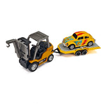 LinkMejor HG4-244 RTR 1/64 2.4G Mini RC Car Alloy Forklift with Trailer Suppprt App Remote Control LED Light Sound Engineering Vehicle Desktop Toys Model Collection Gift For Boys