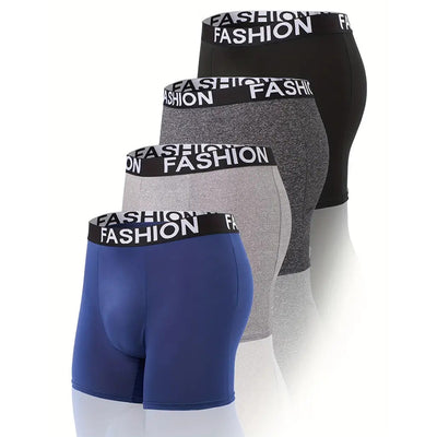 4pcs Men's Boxer Briefs Comfortable Elastic Waistband Skin-friendly Underwear Set For Daily Wear