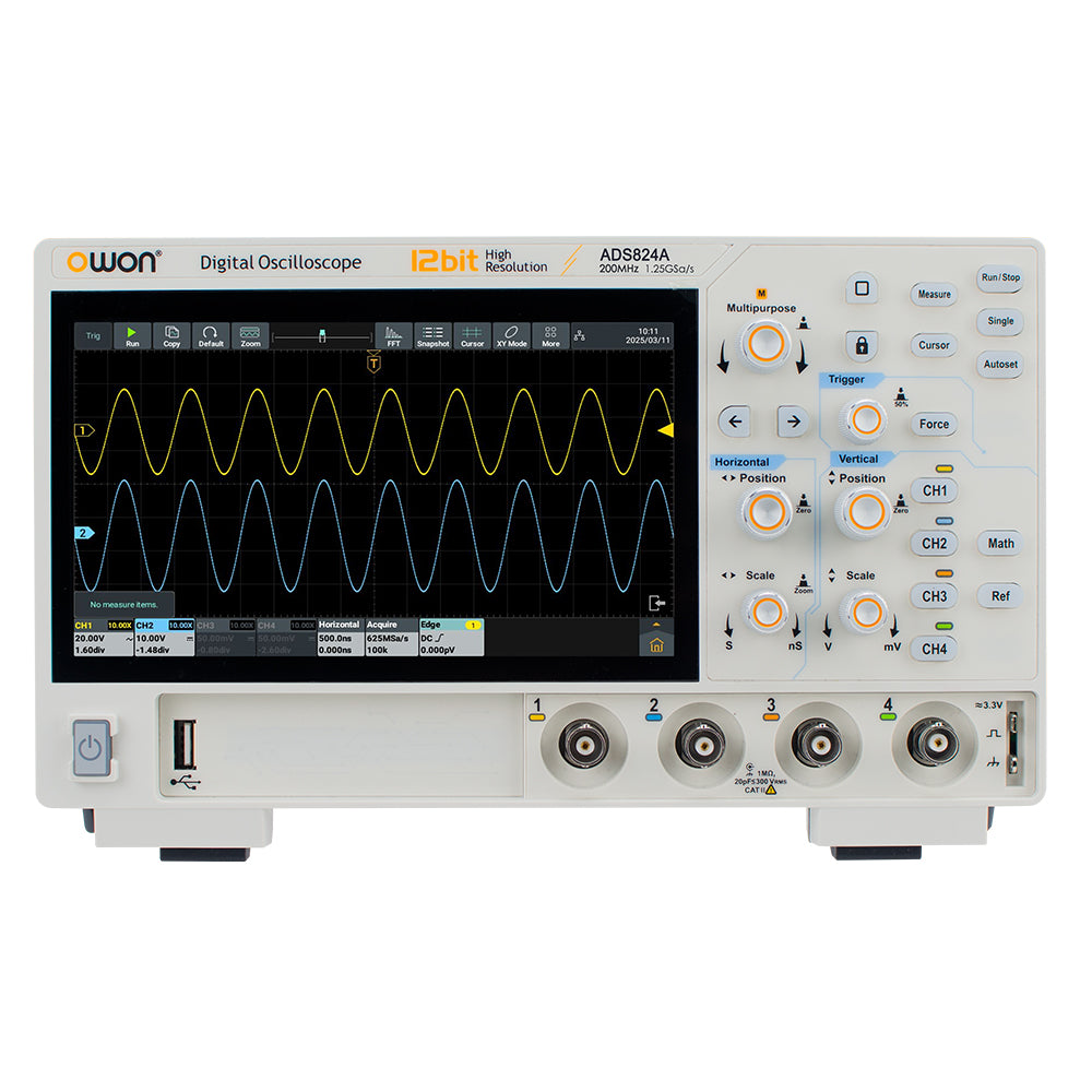 LinkMejor ADS804A ADS814A ADS824A Digital Oscilloscope 70MHz 4Channel 1.25GSa/s 12-bit Vertical Resolution High Res Waveform Capture 50M Memory Depth