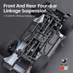 LinkMejor 184023 RTR 1/18 2.4G 4WD RC Car Rock Crawler Off-Road Climbing Truck Full Proportional Remote Control LED Light Portal Axle Mechanical Gear Shifting Two Speed Metal Wheel Hub Vehicles Models Toys