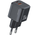 [GaN Tech] USAMS CC263 30W 2-Port USB Charger USB-A+USB-C Fast Charging Wall Charger Adapter EU Plug for iPhone 16 16 Pro 15 14 13 Pro Max for Huawei Pura X for Xiaomi 15pro for Samsung Galaxy S25 Ultra