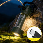 IPRee Portable Camping Lamp LED Handheld Light USB Rechargeable Mini Floodlight with 6 Light Modes Hiking Hook Design Tent Emergency
