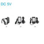 1PCS AC 100-240V Power Supply DC 5V Adapter with 1A/2A/3A Output Voltage DC 5.5*2.5mm Universal Charger for LED Strips EVD Devices Portable Compact Design