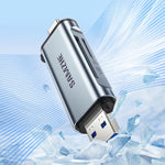 LinkMejor CRS22 USB3.2Gen1 Card Reader USB-A&Type-C Dual Interface OTG Adapter Dongle 5Gbps High Speed SD/TF Dual Slot for Smartphone Laptop Plug and Play