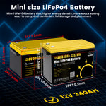 LinkMejor 12V 340AH Vehicle Storage Box 4352Wh Mini LiFePO4 Battery Built-in 200A Bluetooth BMS