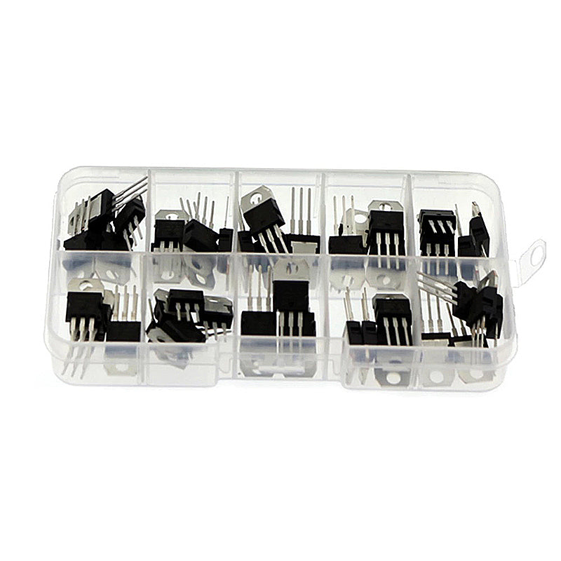 50PCS TO-220 Series Transistor Assortment Kit 10 Values High Power Three-terminal Regulated Triode LM317T L7805 L7806 L7808 L7809 L7810 L7812 L7815 L7818 L7824