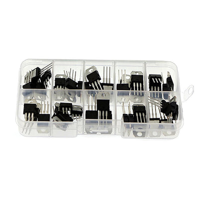 50PCS TO-220 Series Transistor Assortment Kit 10 Values High Power Three-terminal Regulated Triode LM317T L7805 L7806 L7808 L7809 L7810 L7812 L7815 L7818 L7824