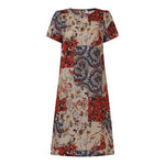 LinkMejor Women Chic Printed Short Sleeve Dress Plus Size Loose Fit, Perfect for Work & Everyday