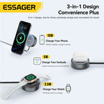 LinkMejor Z19 3-in-1 15W Wireless Charger with Retractable Cable Phone Stand Design Fast Wireless Charging Pad for Smart Phones for iPhone 17 17Pro 16 15 Pro Max for HUAWEI for SAMSUNG for Apple Watch for Airpods
