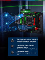 Genuine for Bosch GLL 18V-120-33CG Green Laser Level 3x360°Bluetooth Remote APP off-center fine-tuning Function Triple power modes High-Precision Fine Line Professional Measuring Tool