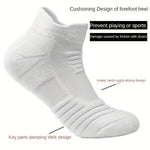 5 Pairs Men's Sports Socks, Towel Basketball Socks, Wicking Sweat Breathable Running Cycling Socks, High Elastic Outdoor Activities Ankle Socks