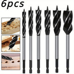 LinkMejor 6PCS 6.35mm Shank Twist Bit Auger Drill Bits 4 Flutes Drilling Cut 10-20mm Cutting Diameter Carpenter Joiner Tool