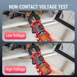 LinkMejor KC604 Digital Clamp Meter True-RMS AC/DC Voltage Current Tester NCV Detection Auto Shut-Off LCD Backlight 1.1 Inch D-Shaped Jaw