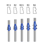 8mm Tungsten Carbide Router Bits Set Woodworking Cutter Tools Double Bearing R1.5 R2 R2.5 R3 R4 Smooth Cutting Edges