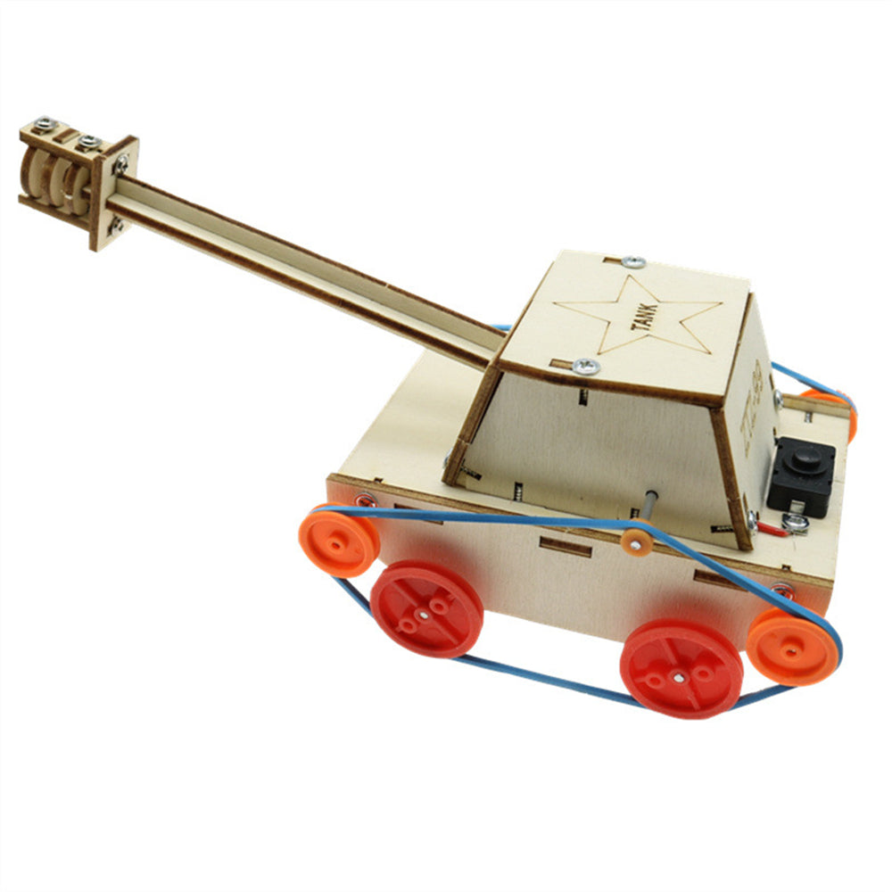 DIY Electric Tank Wooden Puzzle Model Primary School Student STEAM Science Physics Learning Early Education Toys for Children