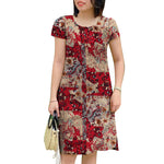 LinkMejor Women Chic Printed Short Sleeve Dress Plus Size Loose Fit, Perfect for Work & Everyday