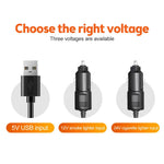 3 Head Car Fan 360° Adjustable Automotive Air Fan 5V USB Charging 12V 24V Low Noise Universal Auto Vehicle Fan