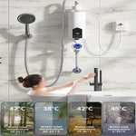 Tevorex 220V Instant Water Heater 5500W Fast Heating LED Touch Screen AI Temperature Control IPX4 Waterproof for Bathroom Kitchen