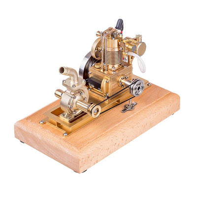 LinkMejor M16C Air-cooled Single Cylinder 4-strokes Mini Vertical Gasoline Speed-controlled IC Engine Model with Water Vane Pump Science Discovery Education Desktop Decorations Collection Toys