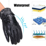 LinkMejor USB Electric Heated Thermostatic Gloves Waterproof PU Touchscreen Heated Gloves Winter Motorcycle Riding Hand Warm Gloves