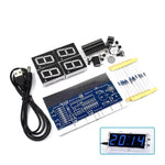 DIY Digital LED Clock Kit Light Control Temperature Display Transparent Case Soldering Project DC 5V USB