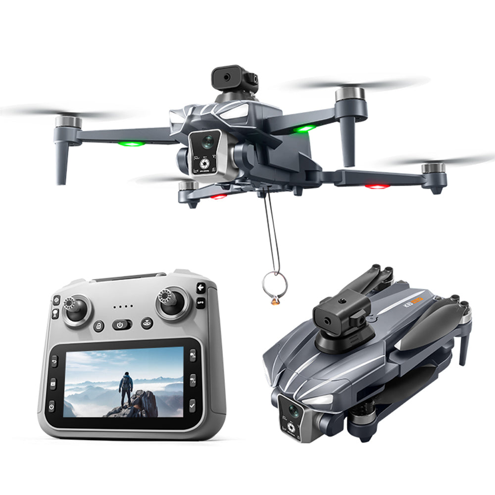 LinkMejor K18 MAX GPS 5G WiFi FPV with 5.9inch LCD Screen Controller HD Dual Camera Servo Gimbal 360° Obstacle Avoidance One-Key Airdrop Brushless Foldable RC Drone Quadcopter RTF