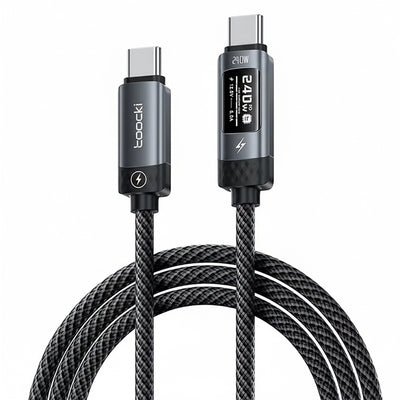 Toocki TX111C4 PD240W Type-C to Type-C Cable with Smart OLED Display PD3.1 SFC2.0 Fast Charging Data Transmission Tinned Copper Core Line 1M Long for iPhone 17 17 Pro 16 Pro Max 15 for Xiaomi 17pro for Huawei Mate XTs for OPPO for VIVO