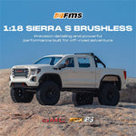 LinkMejor FCX18S GMC Sierra 2019 RTR 1/18 2.4G 4WD Brushless RC Car Officially Licensed Two Speed Metal Frame Gear Portal Axles Oil Shocks LED Light Pickup Off-Road Climbing Truck Vehicles Models Toys