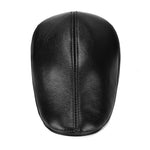 Collrown Men's Outdoor Leather Berets Forward Cap for Autumn Winter Casual Flat Peaked Hat