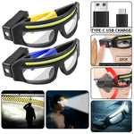 High Brightness LED Headlamp 90°Adjustable Job Site & Security Lighting 5 Modes Rechargeable Flashlight Wave Sensor Control