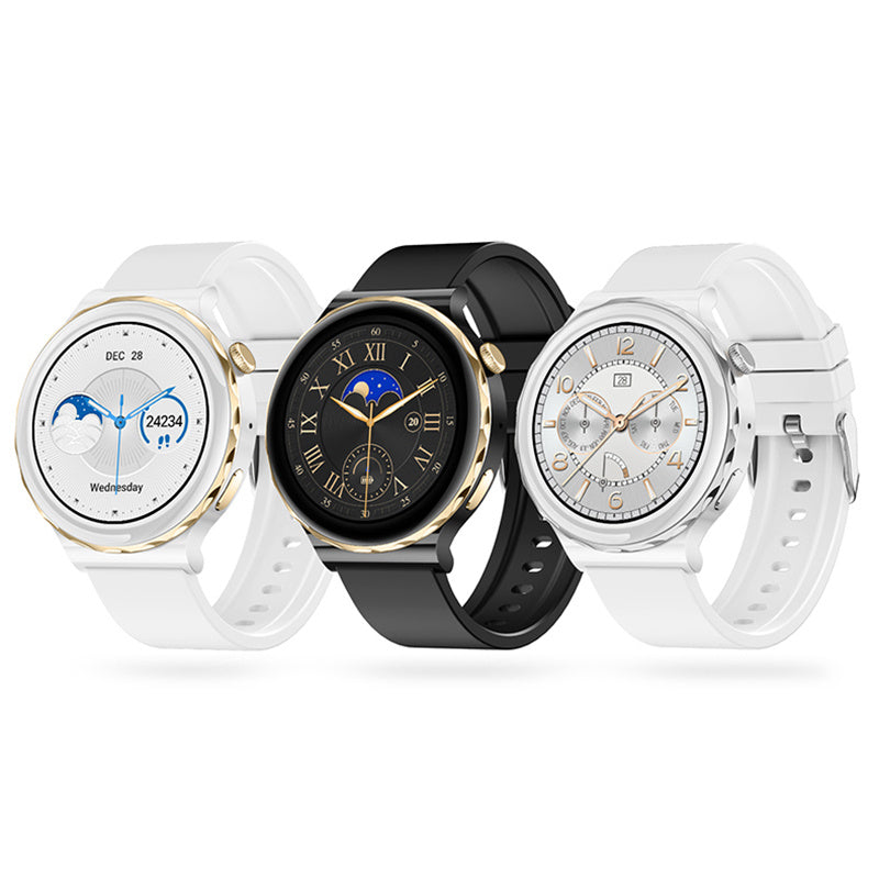 HW52 1.28inch HD Screen bluetooth Call ECG+PPG Non-invasive Blood Glucose Testing Heart Rate Blood Pressure Blood Oxygen Monitor Sleep Monitoring Multi-sport Modes Music Playback IP67 Waterproof Smart Watch
