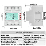 380V 100A Tuya Smart WiFi 3 Phase Bi-Directional Energy Power kWh Meter Over Under Voltage Protector Relay Switch Current Limit Work with Alexa Google Assistant