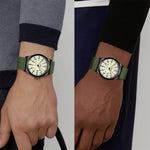 LinkMejor Simple Calendar Sports Waterproof Quartz Watch Comfortable Nylon Strap Luminous Pointer Men Watch with Alloy Case