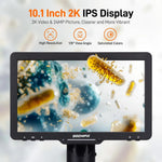 LinkMejor 10.1'' 3 Lens 2K Digital Microscope 2X-2500X Soldering Microscope for Electronics Repair Coin Microscope with IPS Screen Microscope