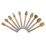 LinkMejor 20Pcs Titanium Coated Rotary File Cutters HSS Mini Burr Wood Working Milling Carving Rasp Drill Bits