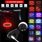 LinkMejor Colorful RGB USB Rechargeable LED Bike Taillight 14 Light Modes Waterproof Safety Rear Light for Night Riding Cycling Equipmen