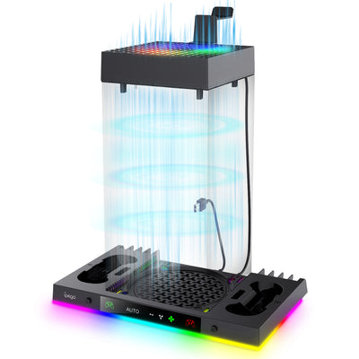 Ipega PG-XBX024S Rooftop Cooling Fan for Xbox Series X Host RGB Intelligent Temperature Control Base + Top Headphone Hangers