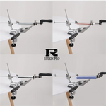 RX-009 Professional Knife Sharpener with 4 Whetstones Dual Clamps 360° Rotation Flip Design Fixed-Angle Stainless Steel Kitchen Chef Knife Sharpening Kit Abrasive Holding System Tools