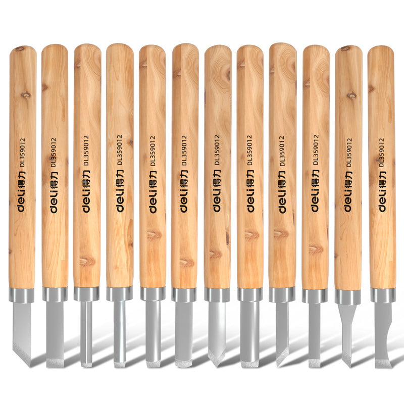 LinkMejor 12pcs Wood Carving Chisels Set Handmade Carving Knife Tool for Woodworking DIY Engraving