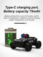 Turbo Racing C82 RTR 1/76 2.4G Mini RC Car Police Off-Road Truck LED Lights Full Proportional Vehicles Model Kids Children Toys
