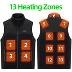 LinkMejor HZ-13 13 Areas Heating Vest Zipper Adjustable Size 3-Gears Heated Jackets  USB Electric Thermal Clothing Winter Warm Vest Outdoor Heat Coat Clothing