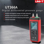 LinkMejor UT366A Digital Manometer Pressure Gauge Wind Speed Air Pressure Difference Measurement Compact Energy Saving Multi Unit Display Automatic Shutdown