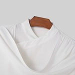 LinkMejor Men Irregular Long Sleeve Shirts Fashion Solid Color Lapel Top for Men Spring Fall Large Size S-5XL