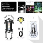 Multifunctional Mini LED Keychain Flashlight with UV Light USB Rechargeable Waterproof LED Keyring Practical Inspection Work Light Outdoor Activities Key Chain Light