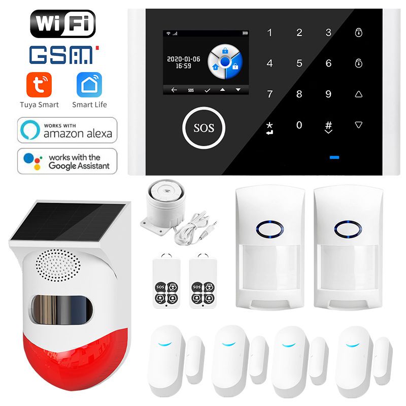 LinkMejor GSM Alarm System Kits Tuya Smart Home LinkMejor Door Sensor Doorbell Motion Sensor/Detector Security Alarms for Home