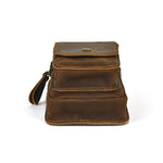 7 Inch Genuine Leather Men's Waist Bag Multi Pocket Retro Zipper Clasp Hanging Belt Phone Case Pouch for Outdoor Travel